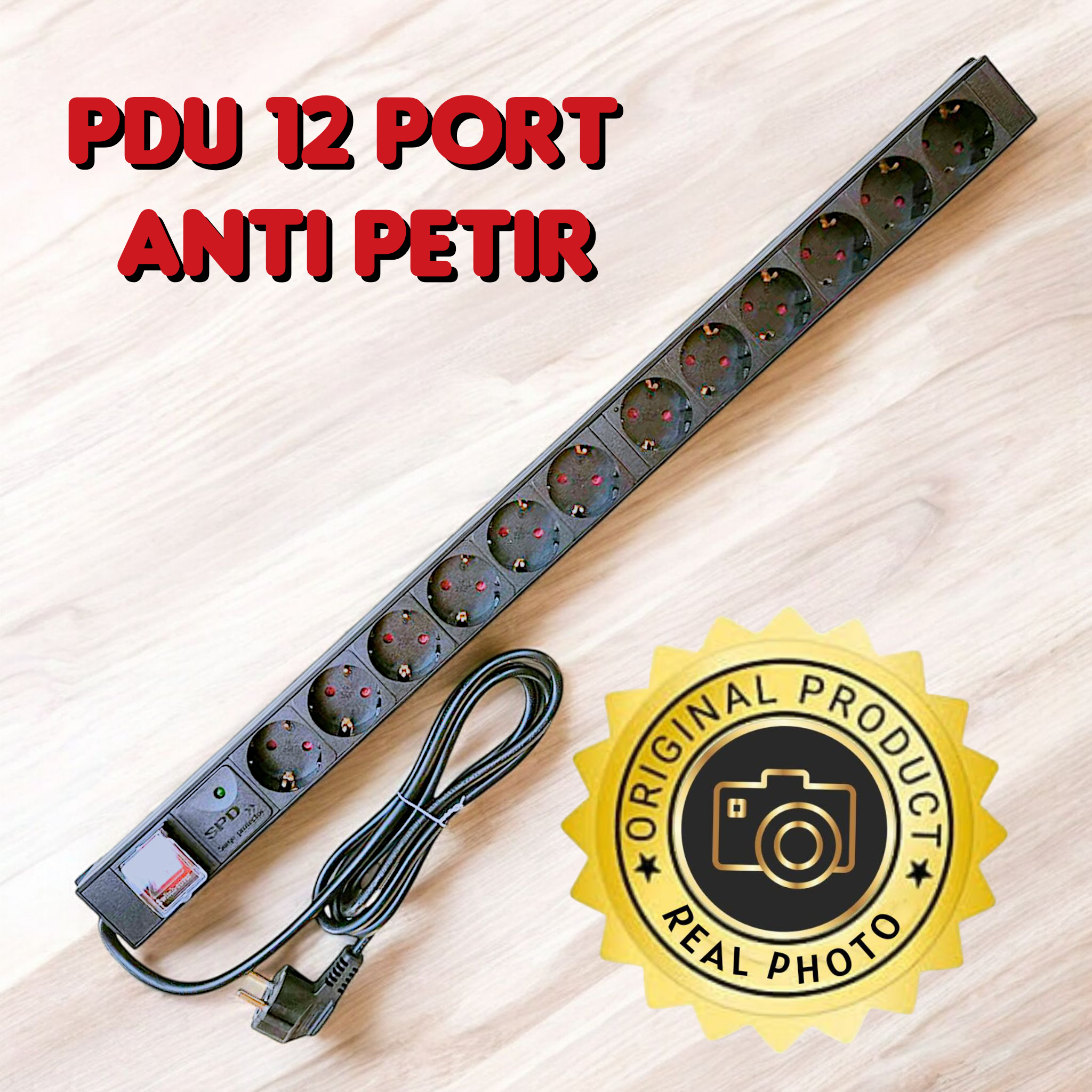 power distribution unit pdu 12 port outlet 1U rack server 16A antipetir - Gambar 2