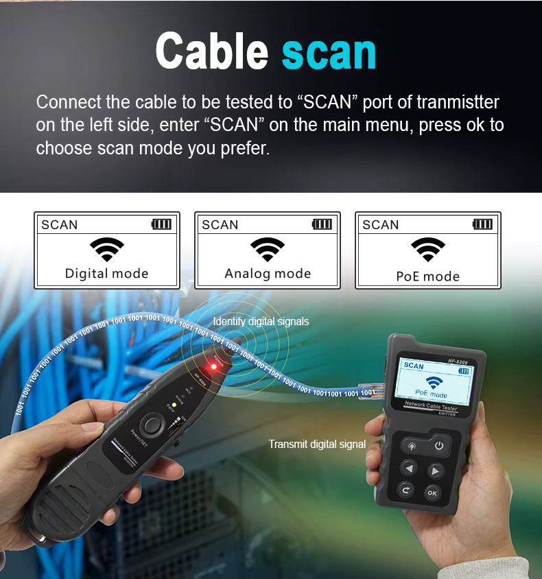 NOYAFA NF-8209 network tester tracer wire rj45 cat5 cat6 cat7 stp poe - Gambar 2