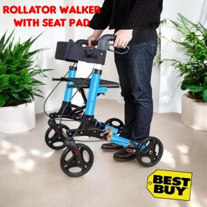 roller Walker with seat pad alat bantu jalan lansia pasien roda rollator walker