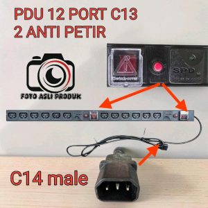 C13 female pdu 12 port 2 saklar 2 anti petir 1U