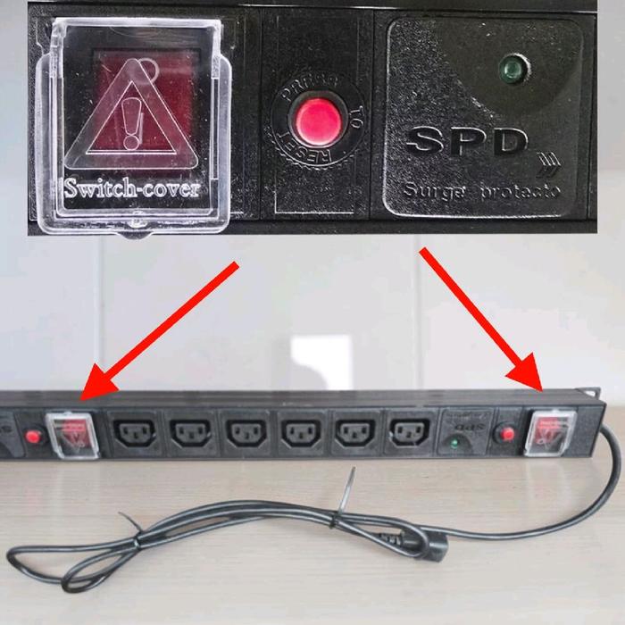C13 female pdu 12 port 2 saklar 2 anti petir 1U - Gambar 2